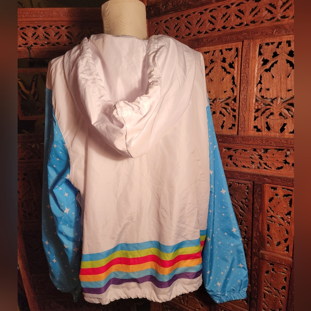 NWT Disney Fantasyland Classic Hooded Windbreaker with Rainbow Stripe, Size XL - Picture 2 of 8